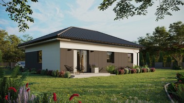 ERDOL 3 - Version Rechts (Wohnzimmer auf der rechten Seite) - Walmdach ohne Dachgeschoss- Dachneigung 25 Grad - Keine Dachfenster - Standard - Styropor, Netz, Kleber - Anthrazit